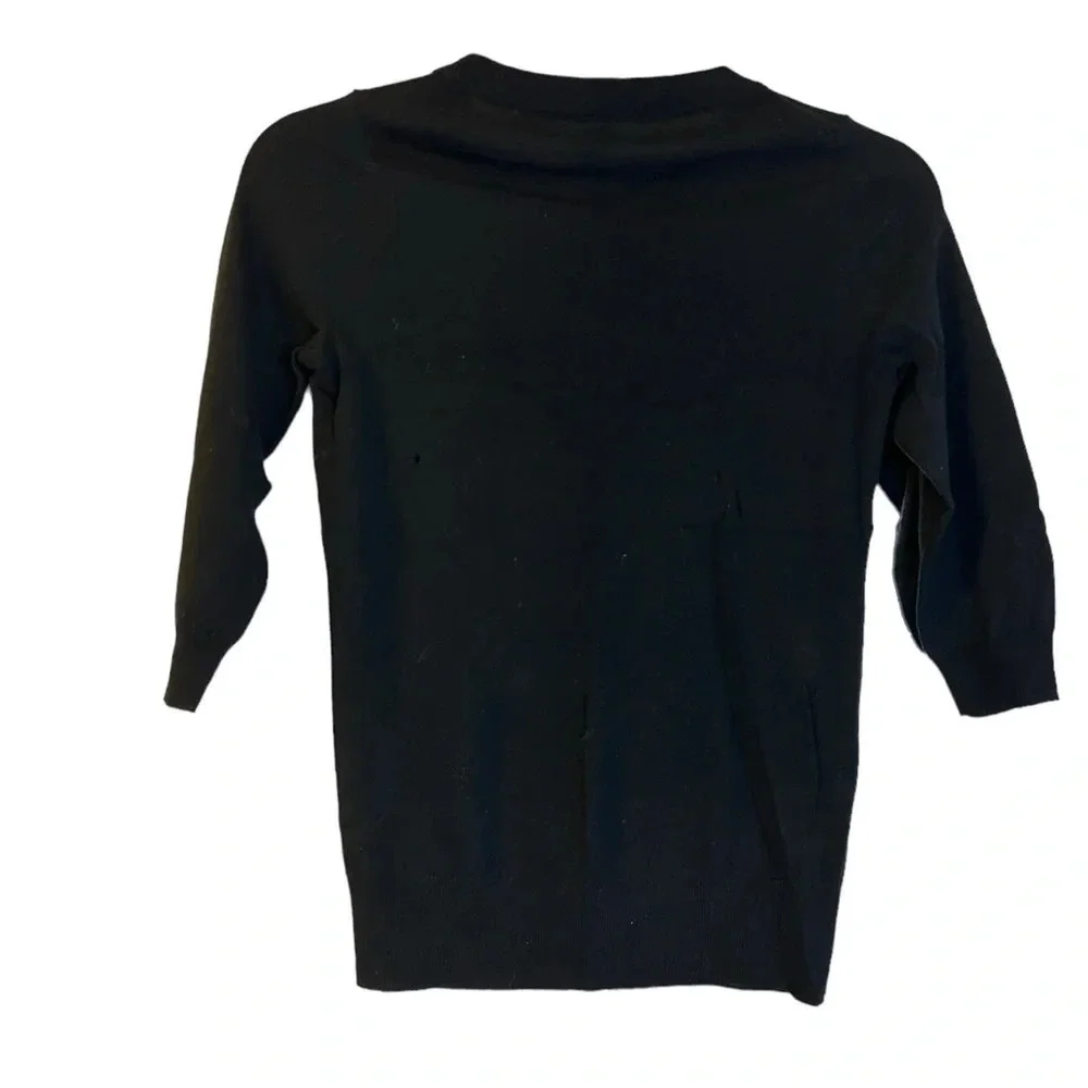J.Crew Black Merino Wool 3/4 Sleeve Sweater